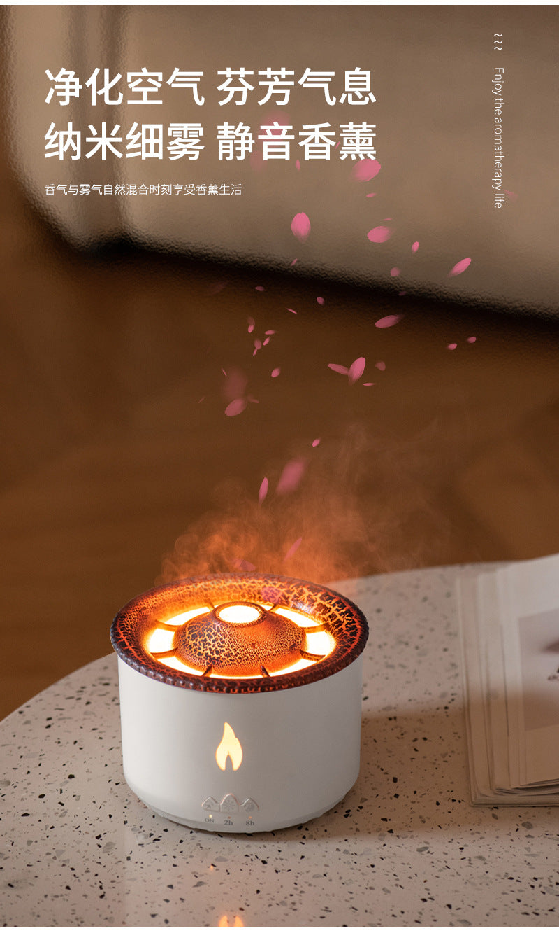 Cross-border Volcanic Aroma Diffuser Flame Humidifier Air Aroma Diffuser Ultrasonic Essential Oil Large Mist Humidifier Wholesale