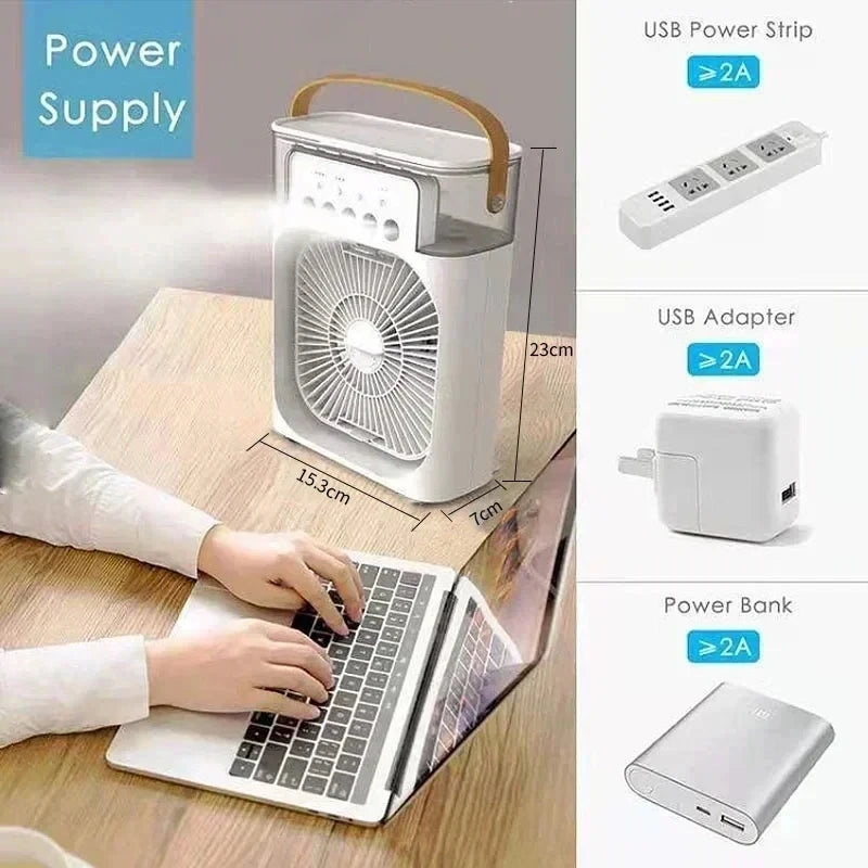 CoolMist Pro™ | Mini Climatizador Portátil 3 em 1 com Névoa Refrescante